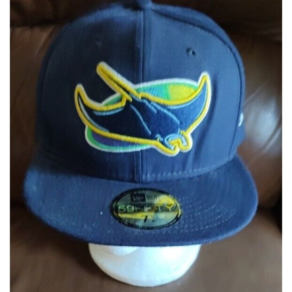 Men's Tampa Bay Devil Rays New Era 59Fifty Luxury Kay Navy Blue Cap Size 7 5/8